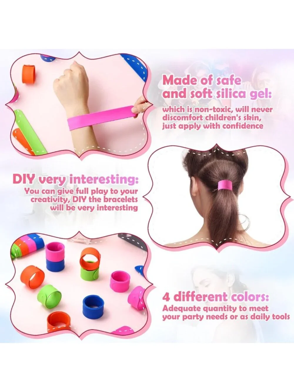 Colorful Silicone Slap Bracelets - 60 Pcs Fun Wristbands for Kids & Parties